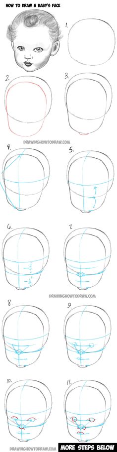 Learn How to Draw a Baby's Face : Drawing Infant Faces with Step by Step Drawing Tutorial #drawingtechniques Baby Face Drawing, How To Draw Steps, Drawing Heads, Human Drawing, Learn Drawing, Baby Drawing, Face Sketch, Drawing Drawing