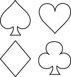 four card suits with hearts, spades and diamonds coloring page free printable pages for kids