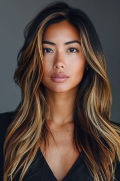 If you’re looking to update your look with the trend everyone’s talking about, dark brown hair balayage is your answer. This coloring technique adds dimension and depth to your natural locks while keeping things low-maintenance. The soft transition from dark roots to lighter ends creates a stunning contrast that flatters all skin tones. Whether you prefer subtle highlights or more dramatic streaks, this balayage style is guaranteed to turn heads. Discover why dark brown hair balayage is dominating salons and social media in 2024. Types Of Highlights For Hair, Hair Caramel Balayage, Balayage Styles, Medium Haircuts With Bangs, Dark Brown Hair Balayage, Hair Caramel, Freehand Painting, Balayage Caramel, Balayage Straight Hair