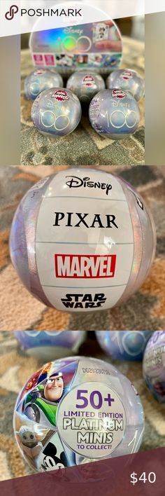 MINI BRANDS New 5 Zuru Disney 100 Mini Brand Balls, 1 Collectors Case Disney 100, Disney Pixar, Pixar, The Collector, Star Wars, Marvel, The 100, Brand New