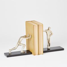 Blockhead Bookends-Global Views-GVSA-8.81021-Bookends-1-France and Son Home Shelves, Book Rest, Mini Library, The Human Condition, Gold Book, Book Ends, Global Views, Makeup Mirrors, Bathroom Wall Sconces