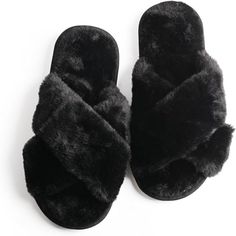 Women's Us 9 Black Slippers Fuzzy Warm Comfy Faux Fur Slip-On Fluffy Bedroom House Shoes Memory Foam Cozy Plush Breathable Anti-Slip Indoor Size Women's Us 9 (10.24 In) Fluffy Bedroom, Short Night Dress, Favorite Things Party, African Party Dresses, Black Slippers, Fuzzy Slippers, House Shoes, Slipper Shoes, Bedroom Colors