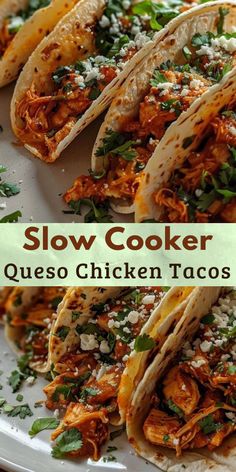 slow cooker quesadilla tacos with chicken and cilantro sauce