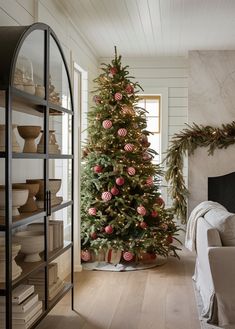 a decorated christmas tree in a living room