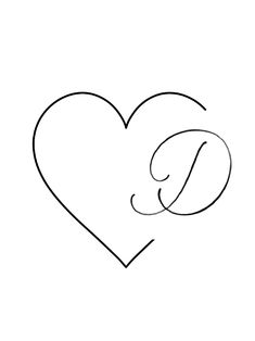 a black and white drawing of a heart with the letter c in it's center