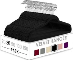 a pack of black velvet clothes hangers