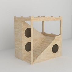 a wooden structure with holes in it and measurements for the bottom section to be built into