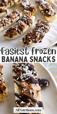 the best frozen banana snacks with chocolate drizzled on top