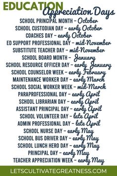 an image of the teacher appreciation day schedule for teachers and students in their school's classroom