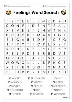 the feelings word search is shown in this image