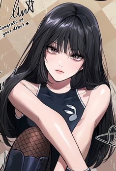 Black Hair Manhwa Girl, Black Haired Anime Female Pfp, Manhwa Girl Black Hair, Anime Woman With Black Hair, Black Hair Anime Woman, Anime Oc Female Black Hair, Black Hair Oc, Landlady Noona, Korean Anime