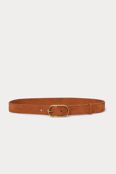 Caramel suede leather belt with elongated oval metal buckle. 100% Leather Made in Peru Elongated Oval, Creative Class, Gerard Darel, Caged Sandals, Four Horsemen, Black Aviators, Black Tank Dress, Neon Purple, Rachel Comey