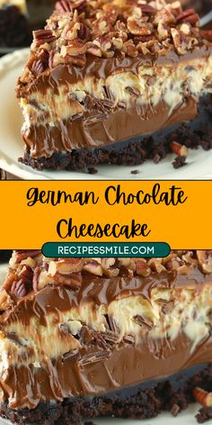 german chocolate cheesecake with pecans on top