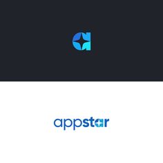 the logo for appostar is shown in blue and green colors on a black background