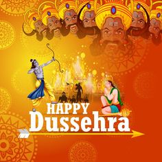 Illustration about Easy to edit vector illustration of Rama killing Ravana in Happy Dussehra background showing festival of India. Illustration of historical, avatar, lanka - 100266013 Happy Dussehra Wallpapers, Dussehra Wallpapers, Dussehra Greetings, Dussehra Images, Happy Dussehra Wishes