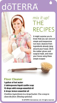 Cheap & natural floor cleaner made with dōTERRA essential oils. Natural Floor Cleaner, Doterra Cleaning Recipes, Doterra Cleaning, Homemade Floor Cleaners, Natural Floor, Essential Oils Health, Cleaner Recipes