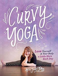 a woman sitting on the floor in front of a purple background with text that reads curry yoga love yourself and little money each day