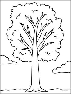 a tree in the park coloring page