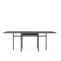 a black table with two legs and a rectangular top on an isolated white background photo