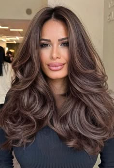 Brunette Balayage Hair, Dark Brown Hair Color, Long Brown Hair