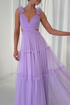 Galiena Ruffle Tulle Maxi Dress | Lilac Dressy Clothes, Wedding Guest Formal, White Bridal Dresses, Tulle Maxi Dress, Dress Lilac, Maxi Dress Wedding Guest, Lilac Pink, Wedding Guest Outfits, Dress Unique