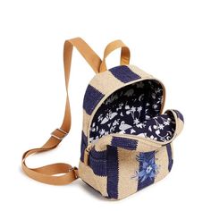 Mini Straw Backpack - Navy Stripe Straw Carry every essential (hands-free!) with this perfectly-portioned straw pack that's just perfect for beach days. Zip closure. Dimensions: 7.0" w x 9.0" h x 3.5" d Spring Vacation Backpack Bags, Spring Vacation Backpack, Spring Beach Backpack Bag, Casual Summer Backpack For Daily Use, Beach Backpack With Adjustable Strap, Casual Straw Backpack Bag For Travel, Casual Summer Straw Backpack Bag, Casual Straw Backpack Bag For Everyday Use, Casual Straw Backpack For Everyday Use