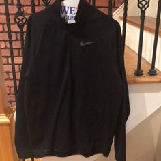 Dry-Fit Nike Pullover Fleece Size Medium Color Black Brand New Great Condition Black Half-zip Top For Layering, Nike Sports Sweater For Fall, Nike Sweater For Sports In Fall, Nike Sweater For Fall Sports, Nike Black Sweater For Winter, Nike Fall Sports Sweater, Nike Half-zip Top For Fall, Nike Black Tops For Fall, Sweaters Nike