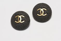 CHANEL Paris Fall 1994 CC Gray Graphite Round Earrings Cc Earrings, Genuine Love, Chanel Paris, Round Earrings, Only 1, Stone Earrings, Made In France, Antique Jewelry, Limited Edition