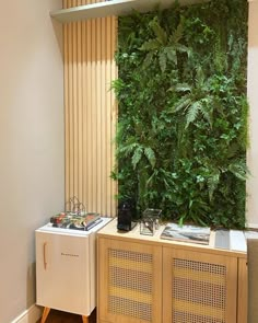 a living wall with plants on it in a room