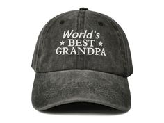 PRICES MAY VARY. 【This is Your Hat】 Do you need a gift for a Grandfather? then this is the perfect hat featuring a meaningful saying World's Best Grandpa was embroidered on front of the washed black baseball cap. This stylish dad hat is the perfect sun hat to give as a gift to your NO.1 papa, World's Greatest Grandfather, The Best Grandpa in the World, Granddad, Pops, Paw paw or whatever you call him! 【Top Quality】 For us, quality is a priority. Low Profile, Pigment Dyed. We use soft Washed Cott Gift For Grandfather, Green Baseball Cap, Best Grandpa, Grandpa Birthday, Aunt Life, Men Birthday, Paw Paw, Ponytail Hat, Black Baseball Cap