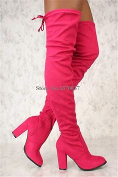 VCSHOES Women Round Toe Suede Leather Chunky Heel Over Knee Boots Pink Blue Top High Heel Boots Dress Shoes as picture-5 Trendy Pink Knee-high Boots With Round Toe, Pink Knee-high Heeled Boots For Winter, Fitted High Heel Pink Mid-calf Boots, Pink Fitted Ankle-high Heeled Boots, Pink Ankle-high Boots With Rubber Sole, Over Knee Boots, Boots Dress, Lace Up High Heels, Blue Top