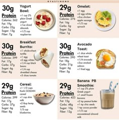 an image of breakfast menus with eggs and yogurt