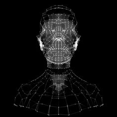 an image of a man's face with lines and dots in the shape of his head