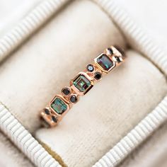 10kt Rose Gold Alexandrite & Black Diamond Juniper Ring – local eclectic Birthstone Ring Stack, Alexandrite Wedding Band, The Bling Ring, Local Eclectic, Ring Elegant, Spinel Ring, Vintage Princess, Alexandrite Ring, Ringe Gold