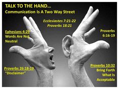 two hands with the words talk to the hand, communication is a two way street