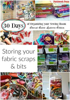 the cover of 30 days of organizing your sewing room and fabric scraps & bits