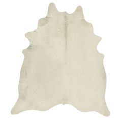 a white cowhide rug is shown on a white background with no other animal skin