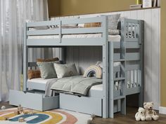 This Twin over Twin Bunk Bed in Breezy Blue with 2 Under Bed Drawers will look great in your child's bedroom Princess Loft Bed, Bunk Beds Twin, Safe Bunk Beds, Stairway Bunk Beds, Three Beds, Beds Twin, Bunk Bed Sets, Tax Saving, Bunk Bed Mattress