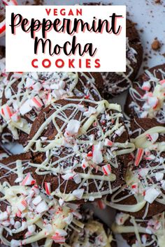 vegan peppermint mocha cookies with white chocolate and sprinkles