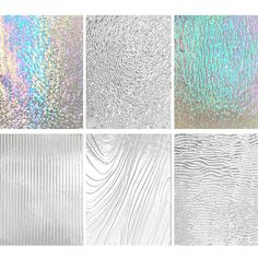 four different types of metallic foils in various colors and patterns, each with an irides