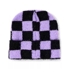 Checkered Beanie, Spencers Gifts, Black Checkered, Black Horse, Pokemon Characters, Fun Style, Beanie Hat, Beanie Hats, Purple And Black