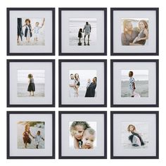 PRICES MAY VARY. Contemporary Gallery Frame Set – This collection features 9 gallery wall frames that can display 8x8 photographs or art prints with the included mat or 12x12 photos or art prints without the mat. Each frame is finished in a traditional matte black that complements almost every décor style. Easy to Hang - The included easy-to-hang wall template with multiple layout options allows you to build the great gallery wall and frees you from the hassle of measuring and framing. Simply ha Photo Wall Door Frame, Bigs Picture Frames, Hallway Photo Gallery West Elm, Gallery Wall Black Frames Walmart, Ikea Picture Frame Wall Photo Displays, Ikea White Frames Gallery Wall, Pottery Barn Wreath Picture Frame, Family Photo Wall Target, Family Photo Grid Gallery Wall