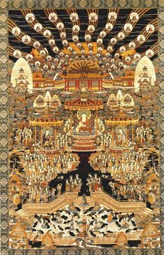 an intricately designed painting with lots of gold and black colors