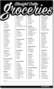 a black and white poster with the words grocery list