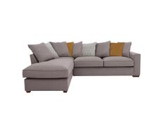 Looking for a sofa the whole family can chill out on? The Cory corner chaise sofa brings together casual comfort and modern design with super-comfy seats you’ll all love relaxing on. Why you'll love it A modern yet casual corner chaise scatter back sofa. Designed to be the ultimate chill space for all the family. Comfy, supportive seats you can enjoy all day long. 9 scatter cushions filled with fibre for sink-in softness. Upholstered in woven chenille for a plush feel. The foam seats keep their shape, so your sofa stays looking new. Stylish dark wood feet. Modular options available. Call 0345 646 1701 for more details. Upgrade to FoamFlex interiors. Fibre-like comfort that keeps its shape, with a 5-year guarantee. Call 0345 646 1701 for more details. Handmade in the UK. Exclusive to Furnit L Sofa Bed, Corner Sofa With Chaise, Corner Sofa Living Room, House Ideas Decor, L Sofa, Garden Room Extensions, Grey Corner Sofa, Corner Chaise, Room Sofa Design