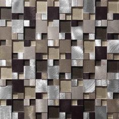 a wall made up of silver and brown squares