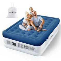 an inflatable mattress with two people sitting on it