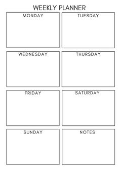 the printable weekly planner is shown in black and white