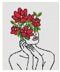 a woman with flowers on her head is shown in this cross - stitch pattern from the book