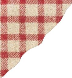 a red and white checkered table cloth on top of a piece of paper that is torn in half